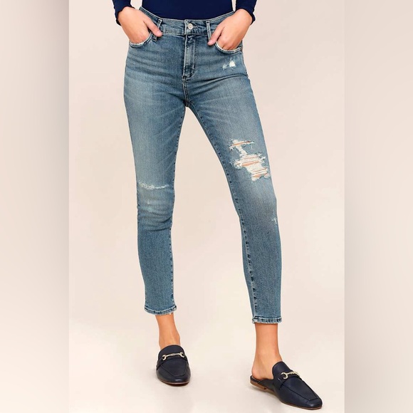 Agolde Sophie High Rise Medium Wash Distressed Skinny Jeans - Picture 8 of 9